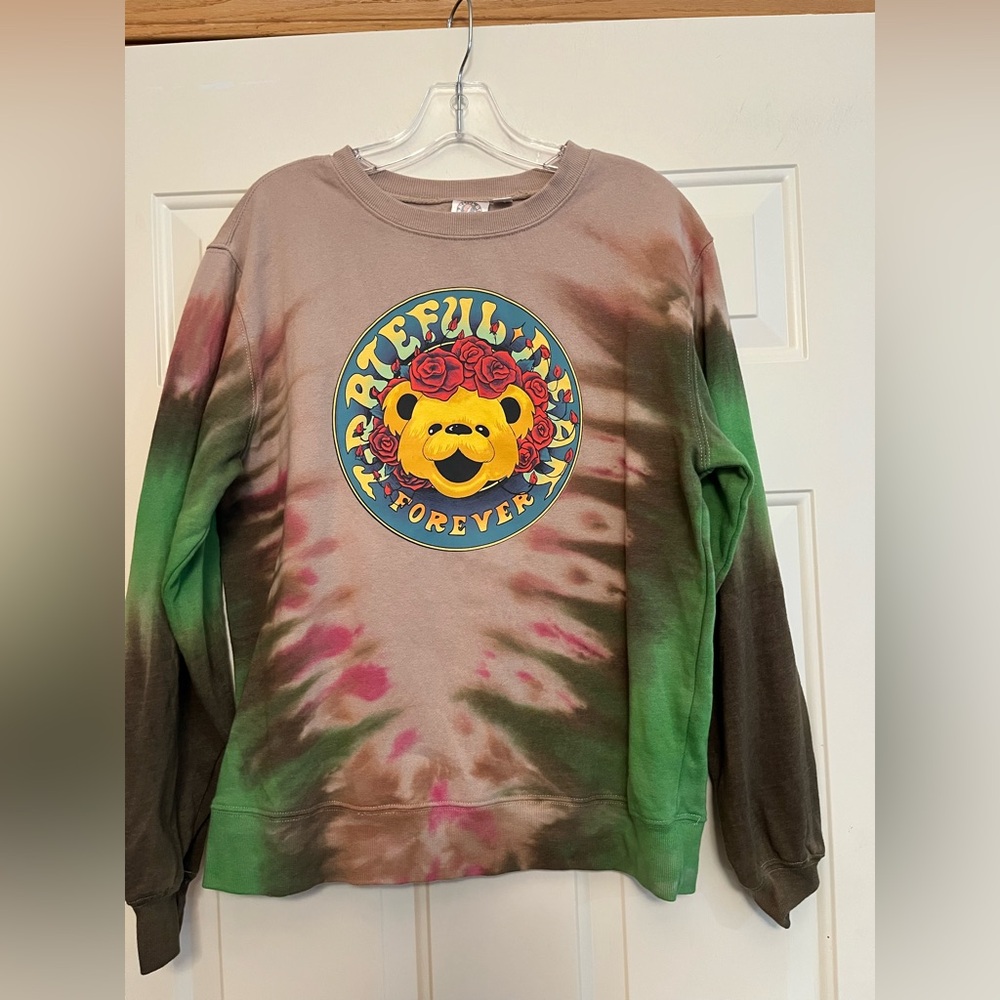 Grateful Dead Forever bear tie dye psychedelic pullover sweatshirt. Size medium